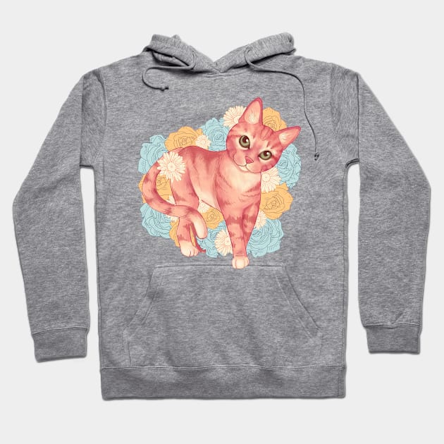 Cute cat and flowers Hoodie by Strzmarta